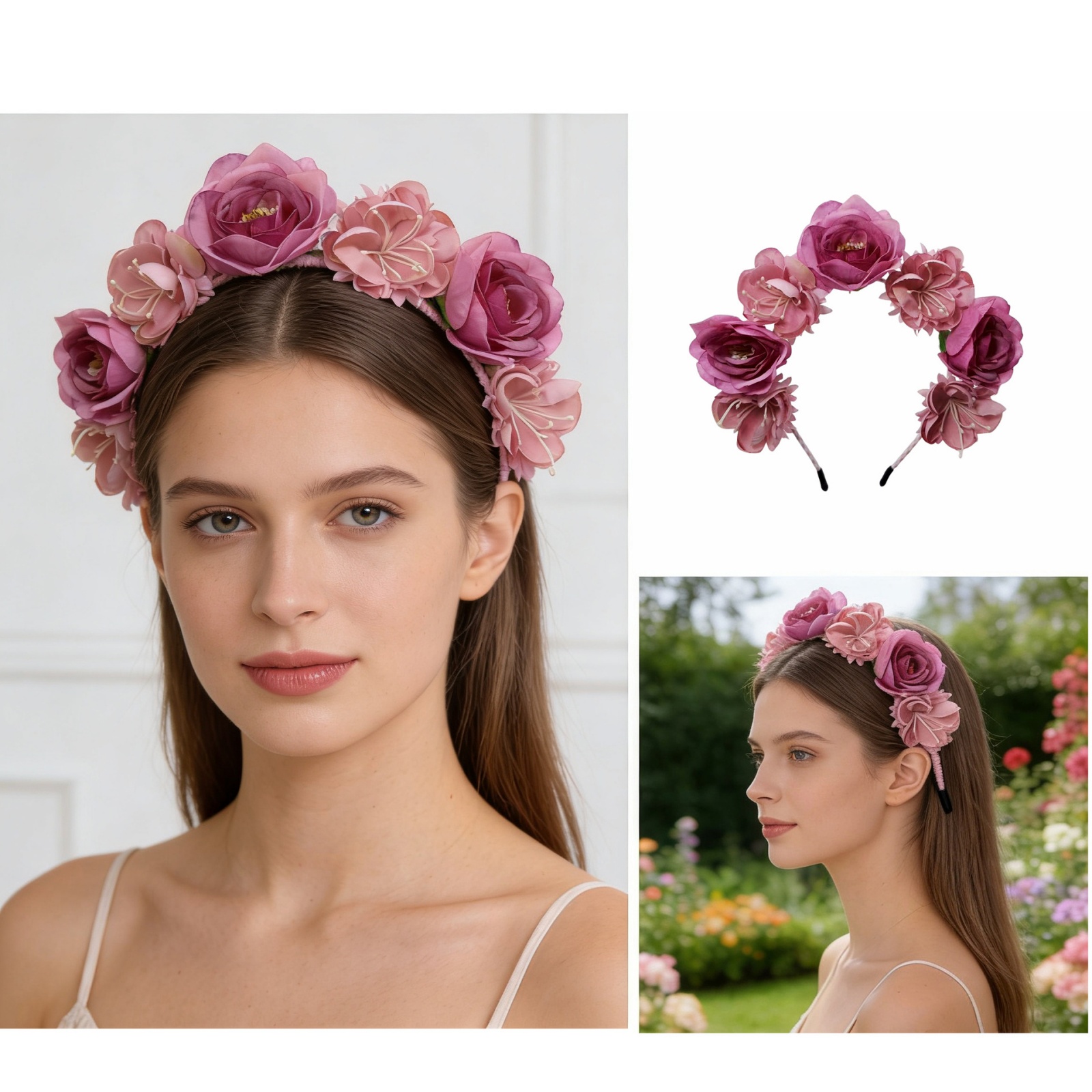 Ring Toss Outdoor - 1PC Bohemian Flower Crown Headband, Dusty