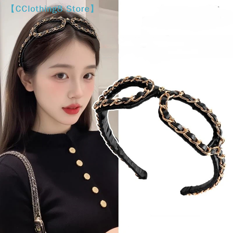 Ring Toss Outdoor - Vintage Chain Leather Headband Hollow Sunglasses
