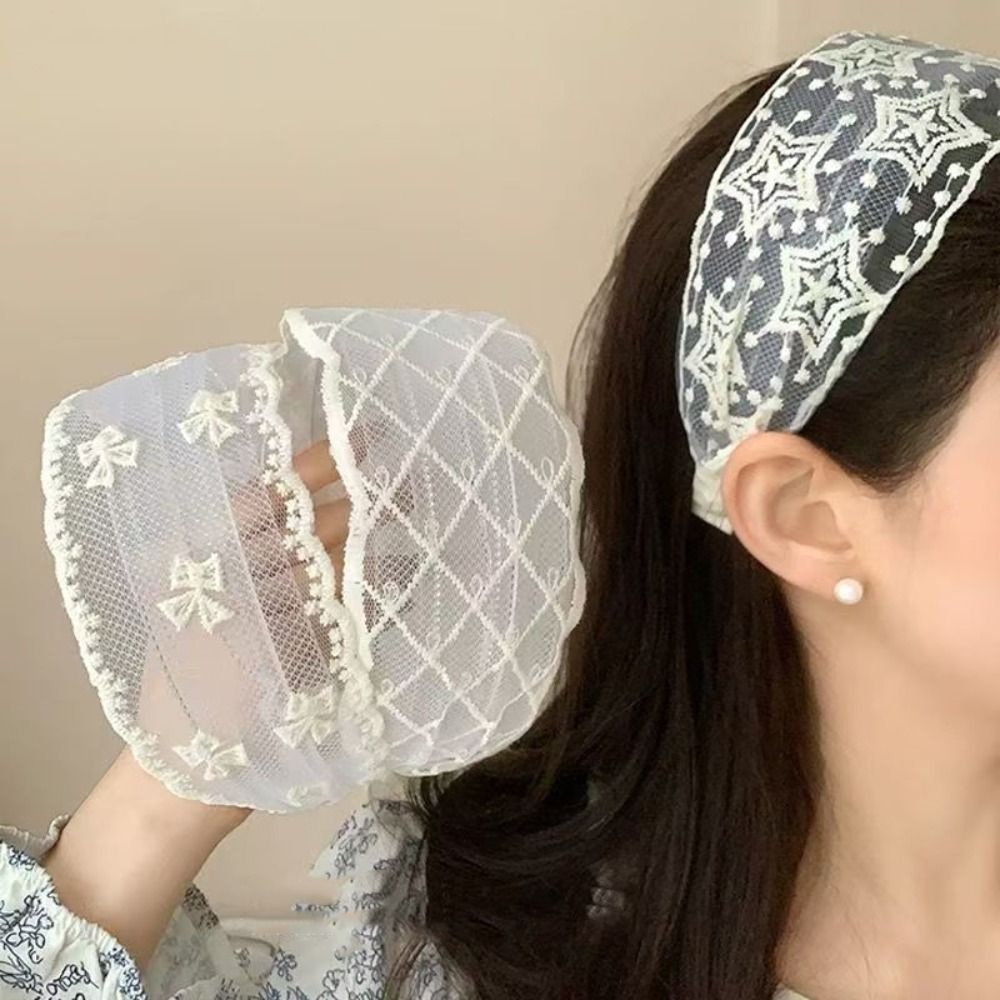 Ring Toss Outdoor - Temperament Korean Style Embroidery Lace Headband