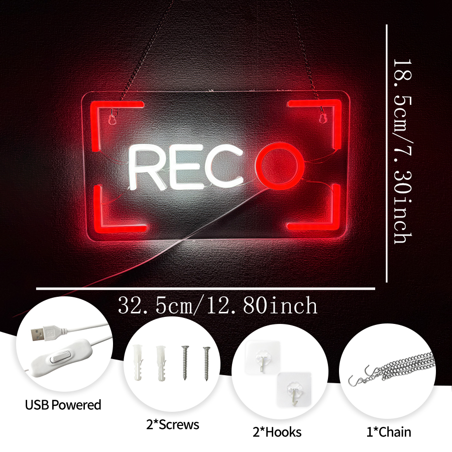 REC Neon Sign For Wall Decor,L - Party Games Stream reseña y precio