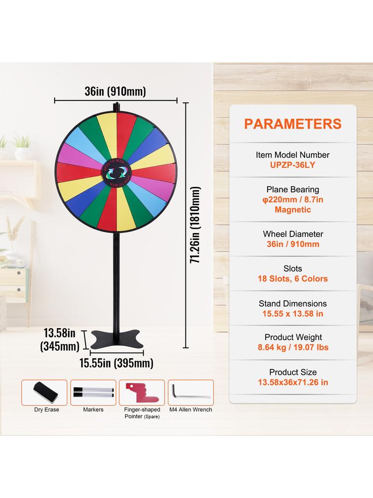 36 inch Spinning Prize Wheel,  - Party Games Spin The Wheel reseña y precio