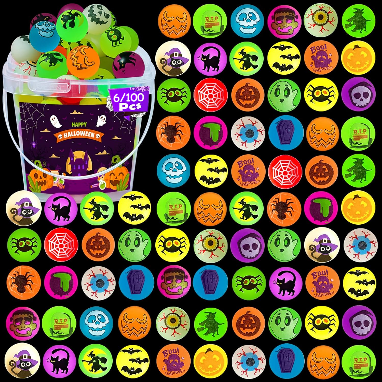 6/100PCS Halloween Bouncy Ball - Party Games Gender Reveal reseña y precio