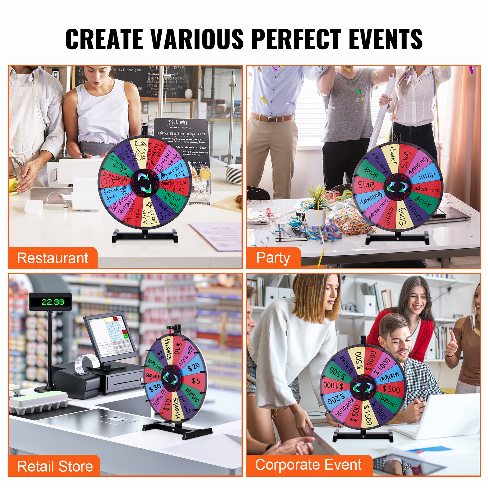 SucceBuy 18/24/36 inch Spinnin - Party Games Spin The Wheel reseña y precio