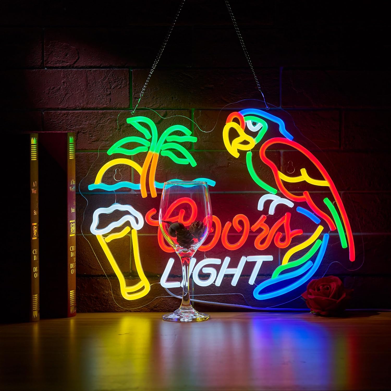 Bar Parrot Neon Sign Art Wall  - Party Games Gifts reseña y precio