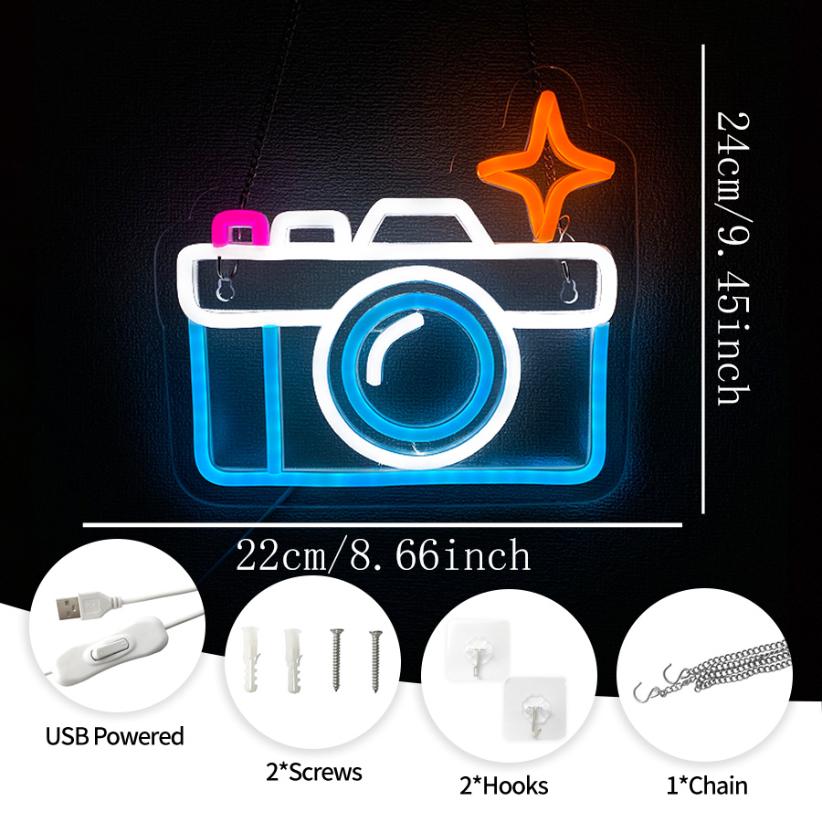 Camera Neon Sign For Wall Deco - Party Games Stream reseña y precio