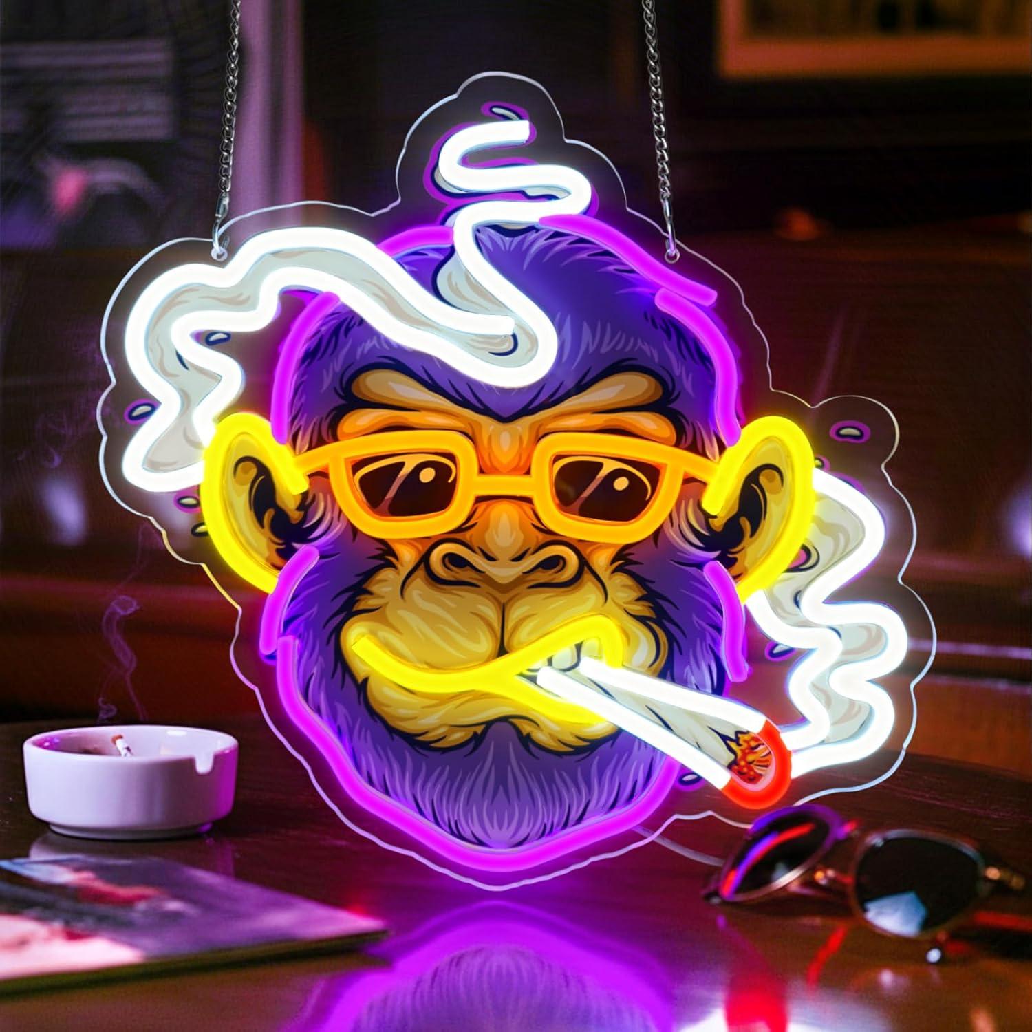 Cool Monkey Neon Sign Smoking  - Party Games Gifts reseña y precio