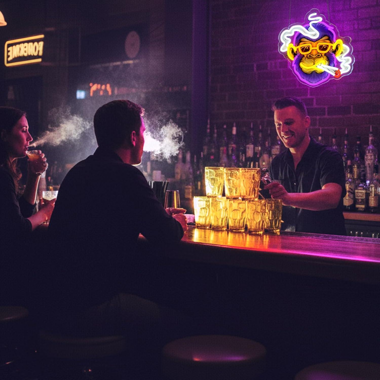 Cool Monkey Neon Sign Smoking  - Party Games Gifts reseña y precio